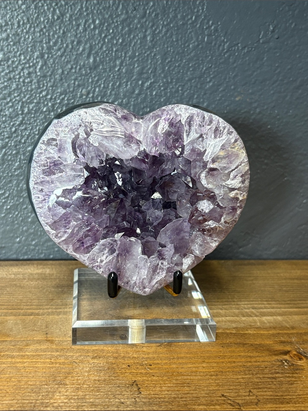 Heart Shaped Amethyst Crystal Geode - Purple